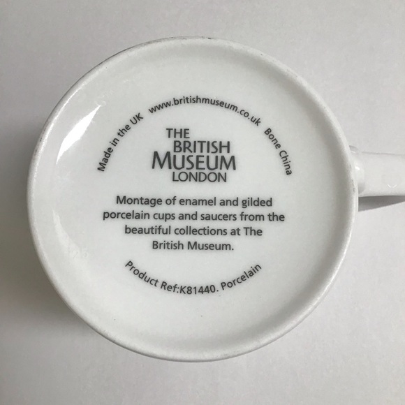 Porcelain Teacup Motif The British Museum Bone China Blue Coffee Cup Gilded Gold - Picture 3 of 12